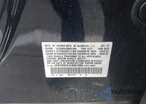 2014 Acura Mdx from USA, damaged, VIN 5FRYD3H21EB001096